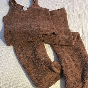 Brown Cozy Knit Tank and Pants Set